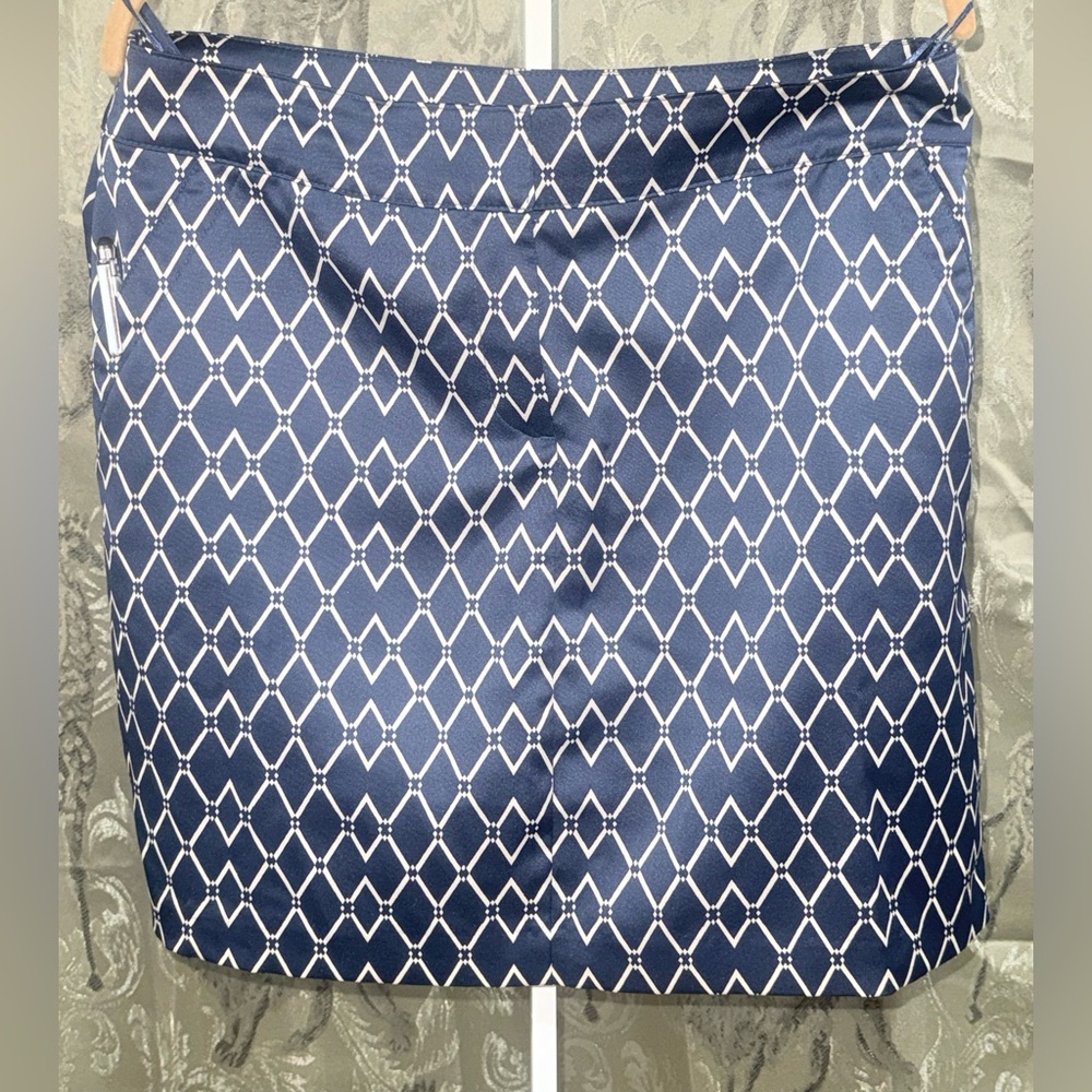 Izod Navy Mini Skirt with White Lattice Print